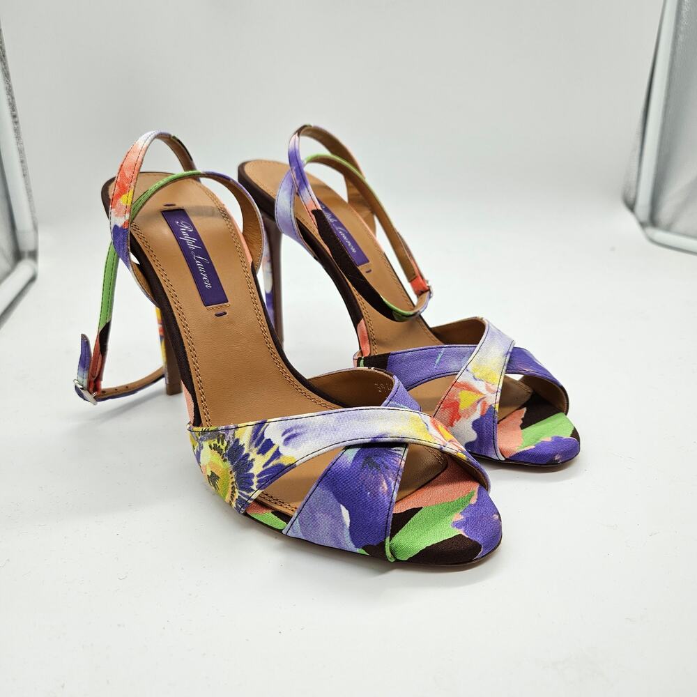 RALPH LAUREN COLLECTION Heels Shoes Purple Label Italy Strappy 38 8